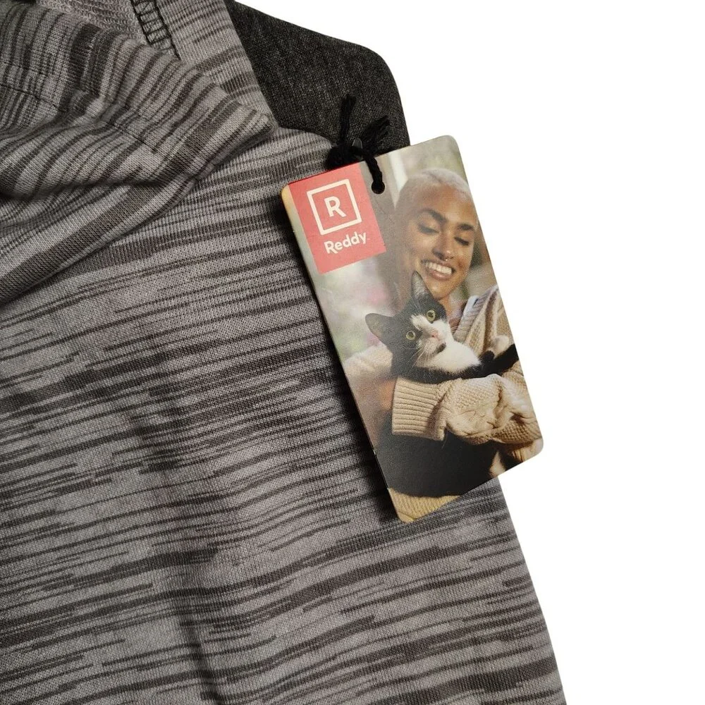 Reddy Cat L/XL Pet Hoodie Gray and Charcoal Striped Design